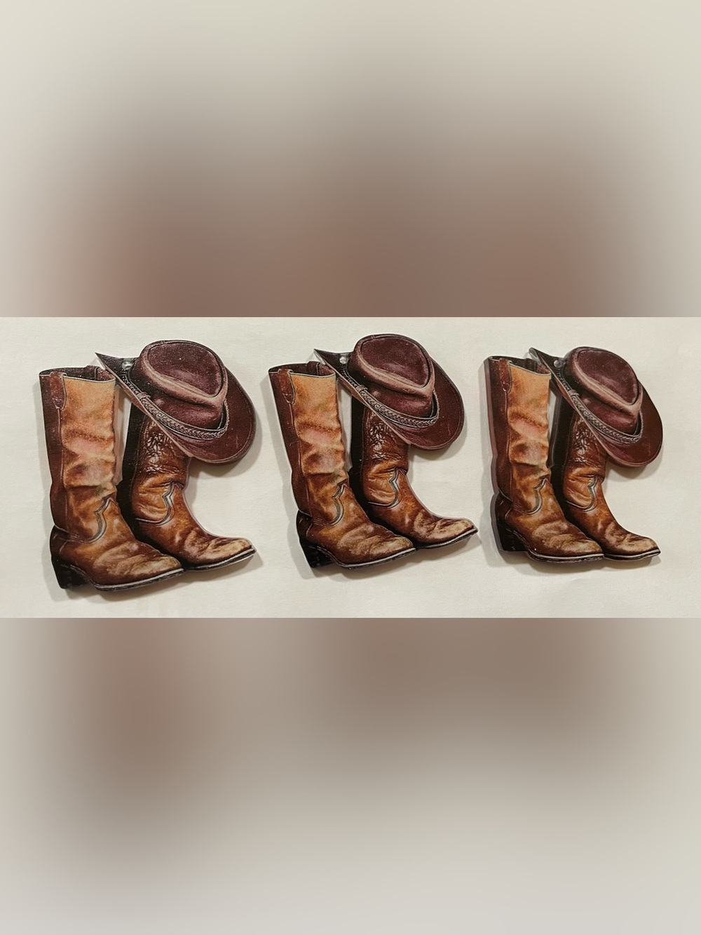 Western Cowboy Boots Hat Plastic Ornaments Bundle Lot 3 PC #9734